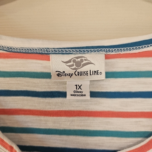 Disney Castaway Cay Bahamas Cruise Line Vacation Striped Boxy Top - Picture 5 of 5
